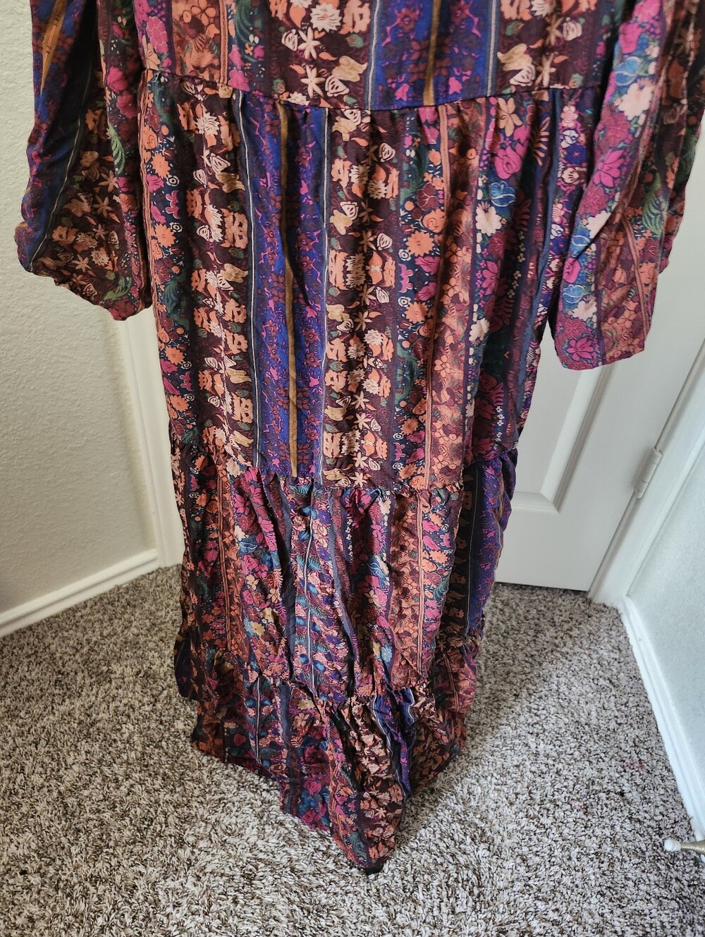 Natural Life Bohemian Floral Tiered Maxi Dress - Burgundy Multi Xxl - Picture 16 of 16